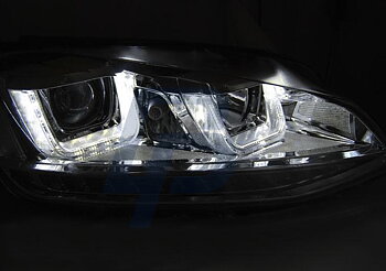 STRÅLKASTARE VW GOLF 7 11.12-  U-TYPE CHROM DRL