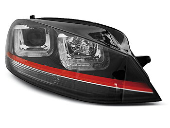 STRÅLKASTARE VW GOLF 7 11.12-  U-TYPE SVARTA WITH RED LINE GTI LOOK