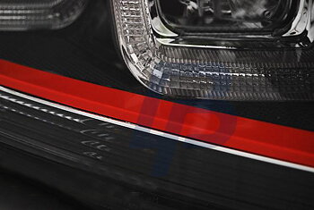 STRÅLKASTARE VW GOLF 7 11.12-  U-TYPE SVARTA WITH RED LINE GTI LOOK