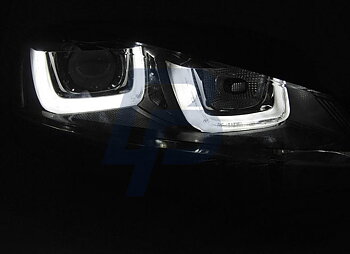 STRÅLKASTARE VW GOLF 7 11.12-  U-TYPE SVARTA DRL SEQ