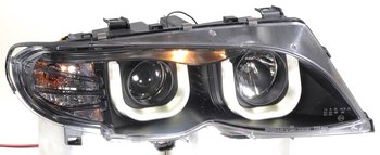 BMW 3 E46 4D 02-05 HEADLIGHTS SET DRL BLACK (ELECTRIC)