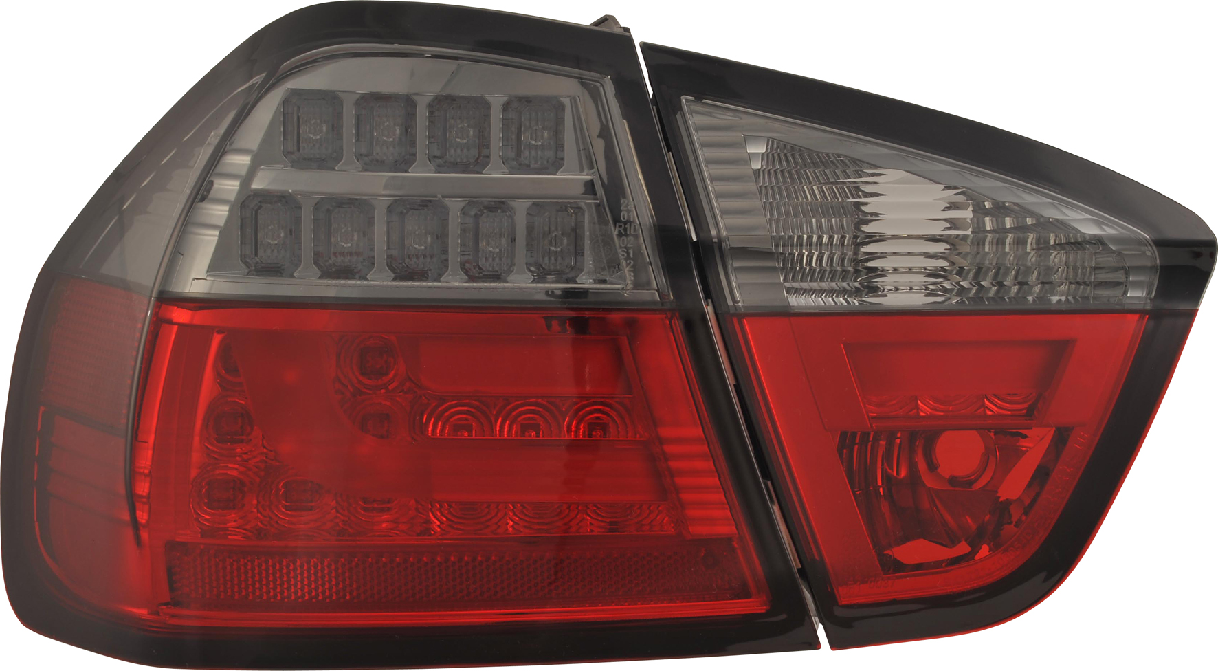 BMW 3 E90 4D 05-08 LED BAKLAMPOR SET RÖDA/RÖKTONADE V2