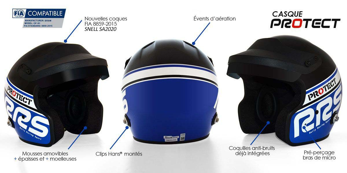 PACK RRS PROTECT BLUE HELMET OPEN FACE FIA 8859-2015 SNELL SA2020 + KIT MICRO/HP STILO® WRC - 6