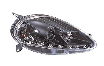 FIAT GRANDE PUNTO 05-07 HEADLIGHTS SET DRL BLACK (ELECTRIC)