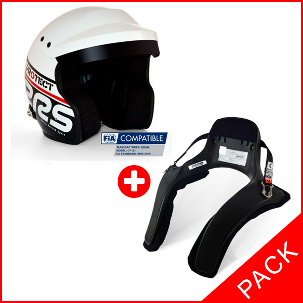 OPEN FACE HELMET FIA 8859-2015 SNELL SA2020 BLACK + HANS® PACK