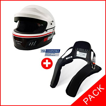 PACK RALLY BLACK FULL-FACE HELMET PROTECT FIA 8859-2015 SNELL SA2020 + HANS CLUB SERIES