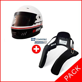 PACK RRS BLACK FULL-FACE HELMET PROTECT CIRCUIT FIA 8859-2015 SNELL SA2020 + HANS®