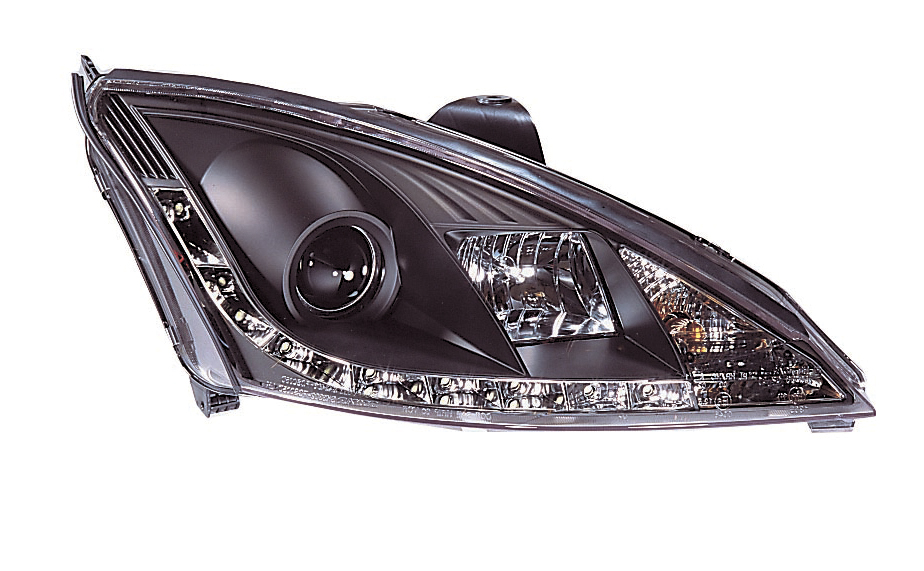 FORD FOCUS MK1 01-04 STRÅLKASTARE SET DRL SVARTA