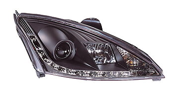 FORD FOCUS MK1 01-04 STRÅLKASTARE SET DRL SVARTA