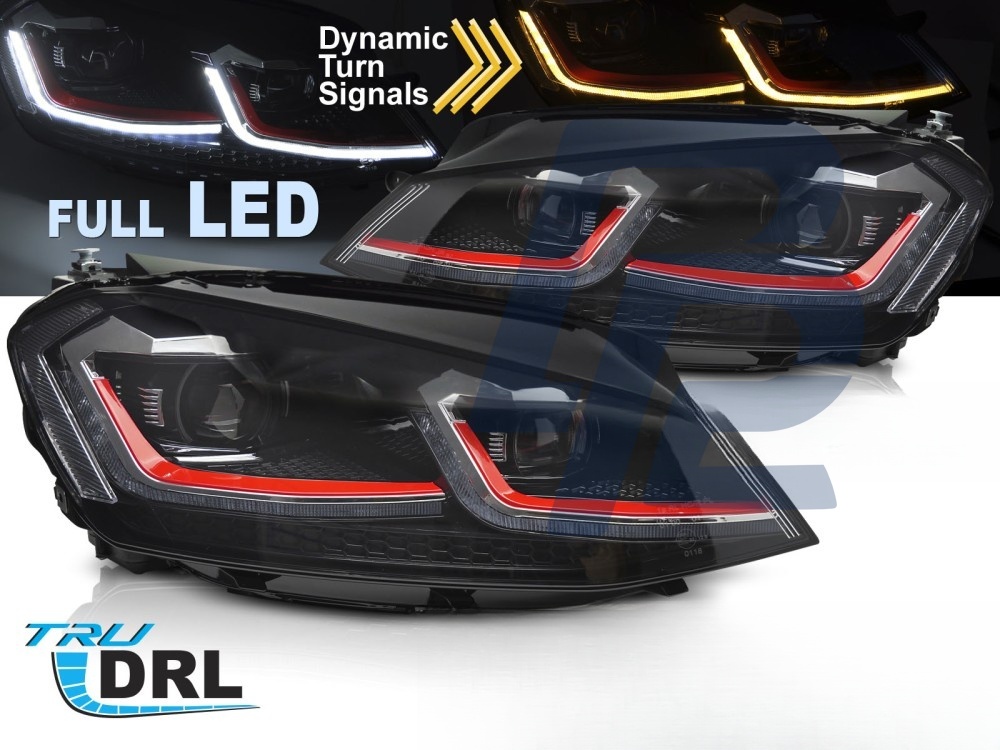 Headlights Full LED Red Sequential DRL for VW Golf VII 2013–2017 - 2