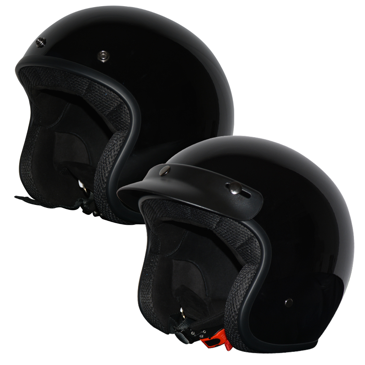 LEASURE OPEN FACE CE 22-05 GLOSS BLACK HELMET - 4