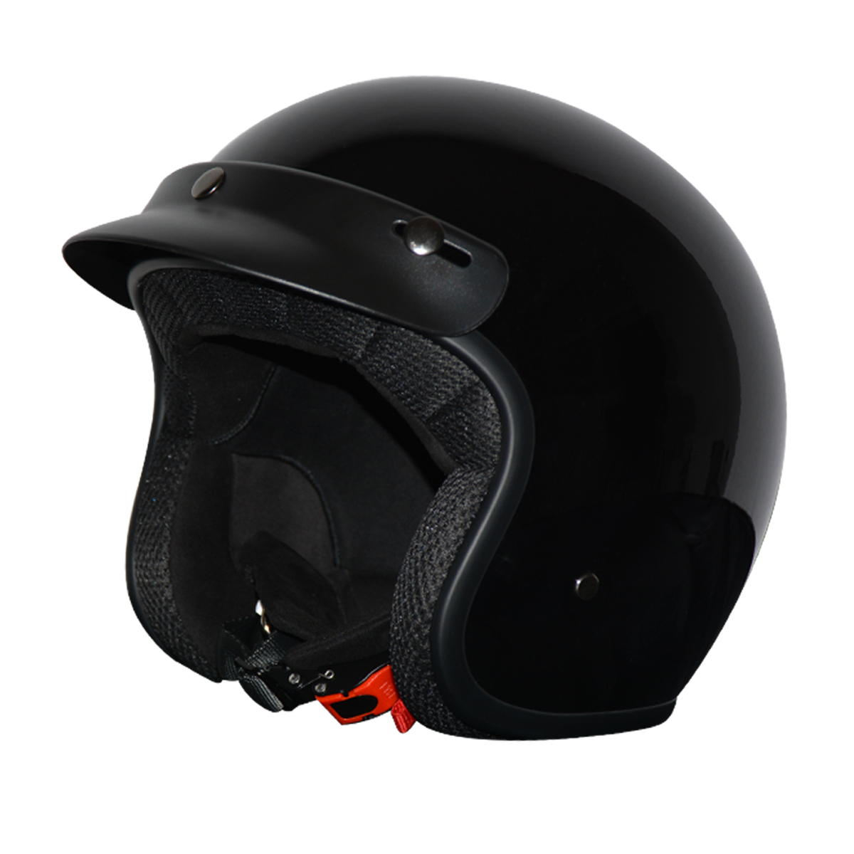LEASURE OPEN FACE CE 22-05 GLOSS BLACK HELMET