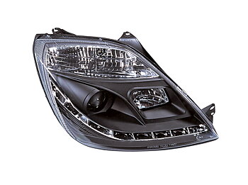 FORD FIESTA MK5 02-08 STRÅLKASTARE SET DRL SVARTA (ELEKTRISKA)