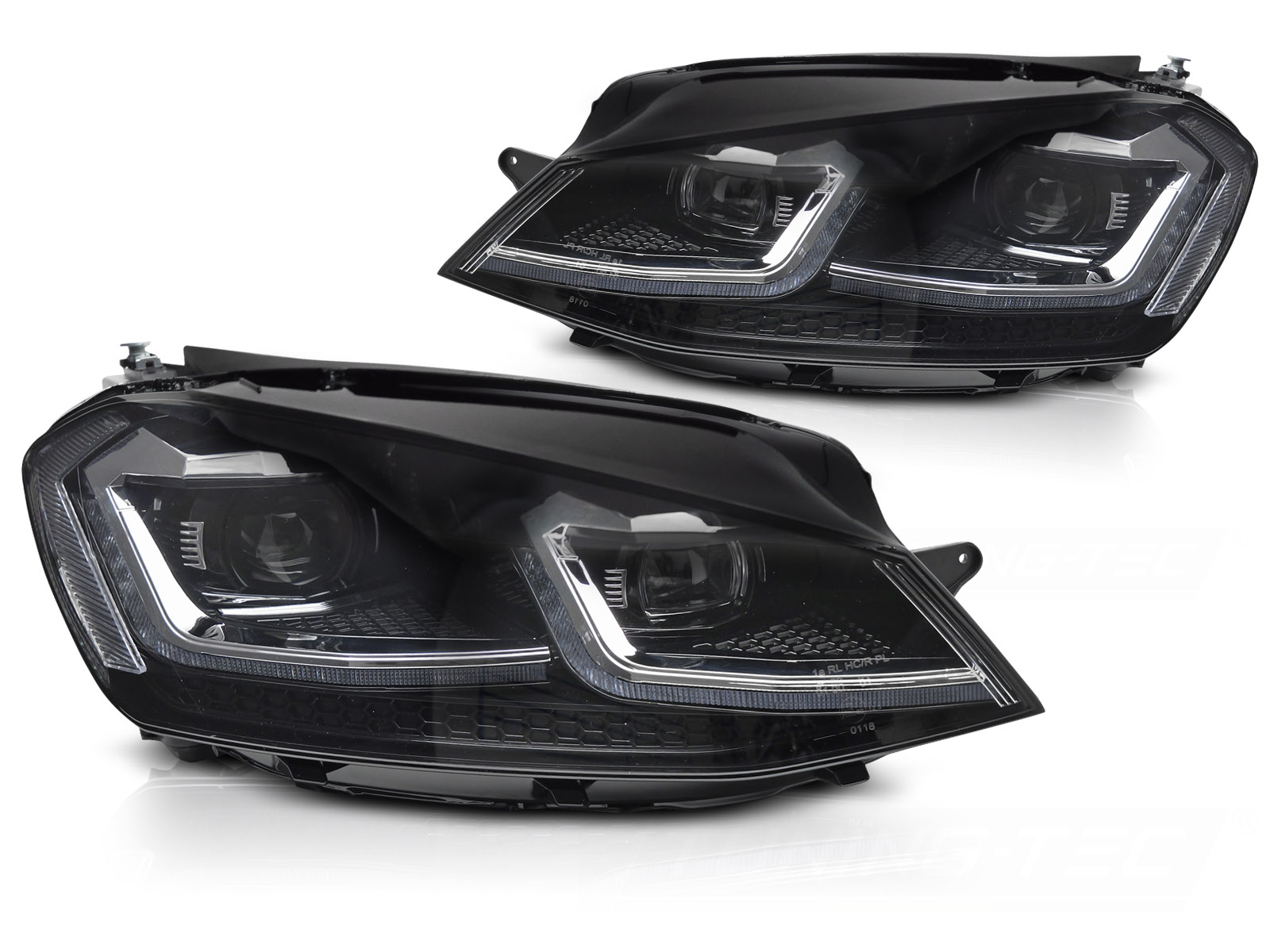 STRÅLKASTARE FULL LED SILVER SEQ DRL TILL VW GOLF VII 2013-2017