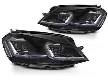 STRÅLKASTARE FULL LED SILVER SEQ DRL TILL VW GOLF VII 2013-2017