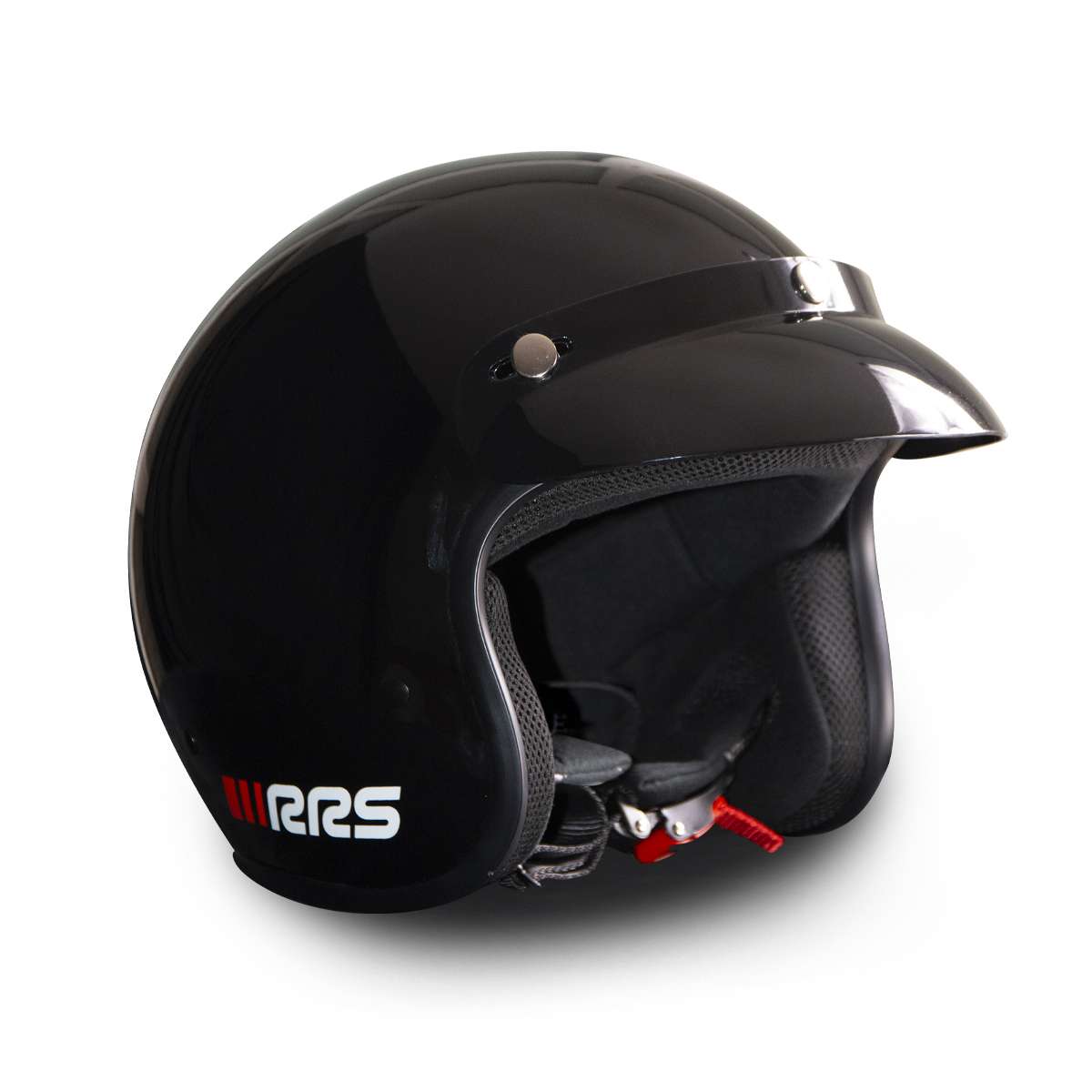 LEASURE RRS OPEN FACE CE 22-06 GLOSS BLACK HELMET
