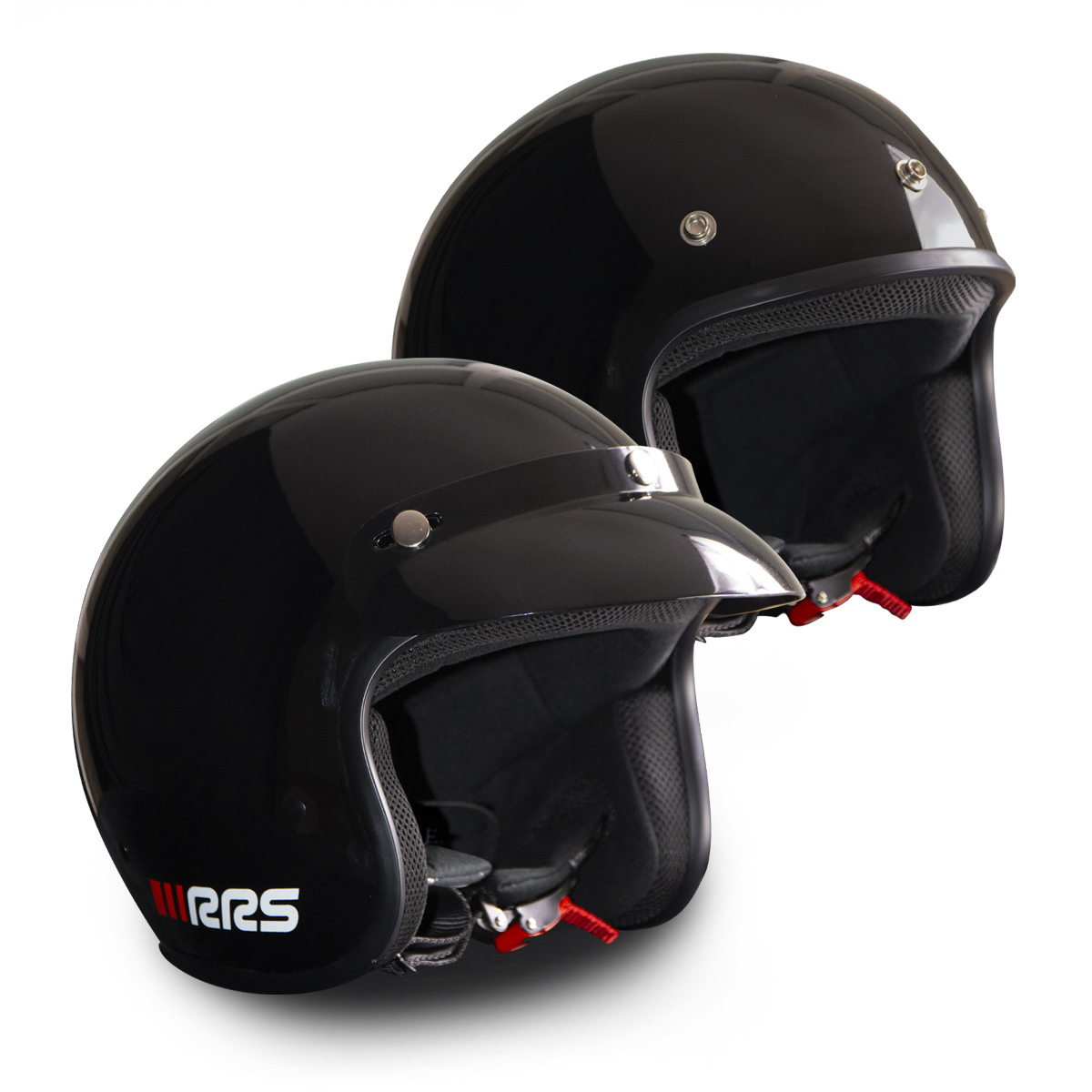 LEASURE RRS OPEN FACE CE 22-06 GLOSS BLACK HELMET - 3