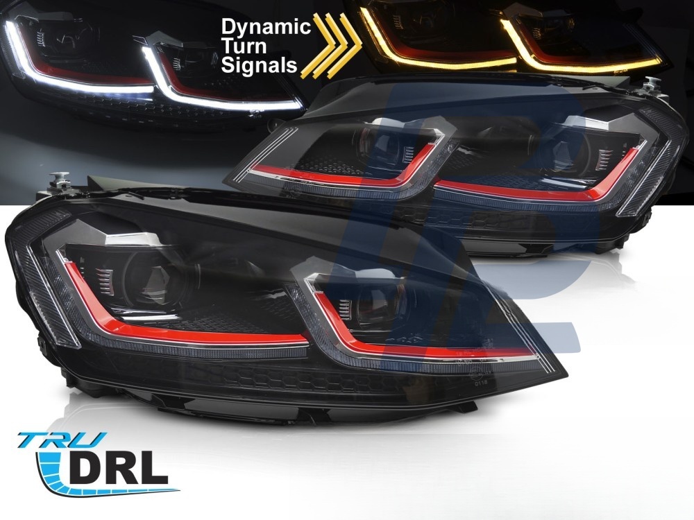 Headlights Red LED Sequential DRL for VW Golf VII 2013–2017 - 2