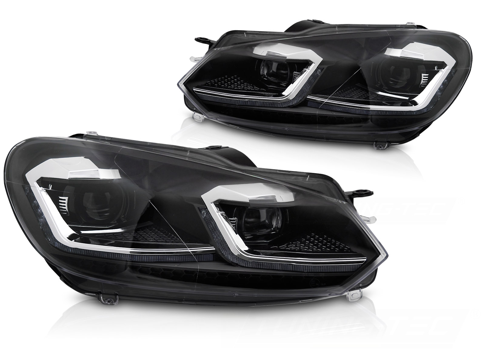 STRÅLKASTARE SILVER LINE SEKVENTIELL LED DRL TILL VW GOLF VI 2008-2012