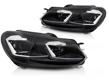 STRÅLKASTARE SILVER LINE SEKVENTIELL LED DRL TILL VW GOLF VI 2008-2012