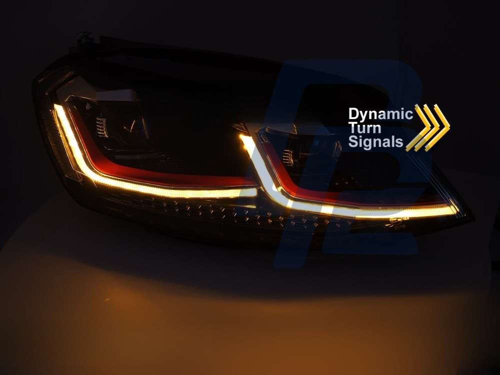 Headlights Full LED Red Sequential DRL for VW Golf VII 2017–2019 - 2