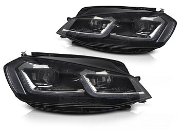 STRÅLKASTARE FULL LED SILVER SEQ DRL TILL VW GOLF VII 2017-2019