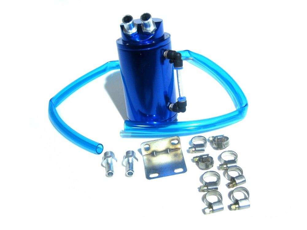 UNIVERSAL OIL CATCH TANK BLUE ROUND + INSTALLATION MATERIAL - 4