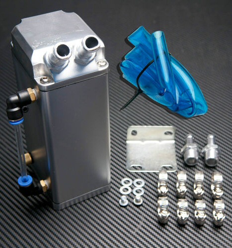 UNIVERSAL OIL CATCH TANK SILVER SQUARE + INSTALLATION MATERIAL