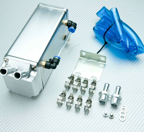 UNIVERSAL OIL CATCH TANK SILVER SQUARE + INSTALLATION MATERIAL - 3