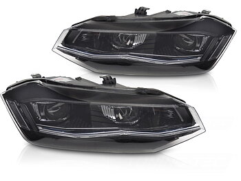STRÅLKASTARE SILVER SEKVENTIELL LED DRL TILL VW POLO VI 2G 2017-2021