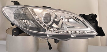 MAZDA 3 4D 03-08 HEADLIGHTS SET DRL CLEAR