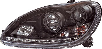 MERCEDES S-CLASS W220 01-05 HEADLIGHTS SET BLACK (HID TYPE)