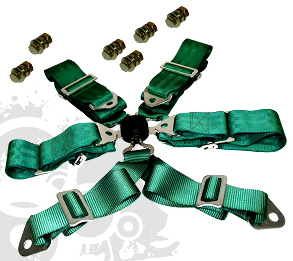 UNIVERSAL 6 POINT CAM LOCK SEAT BELT GREEN 3 INCH [SD]