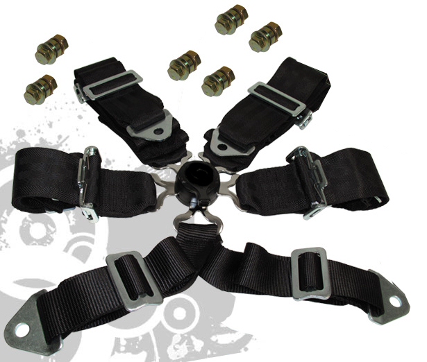 UNIVERSAL 6 POINT CAM LOCK SEAT BELT BLACK 3 INCH [SD]