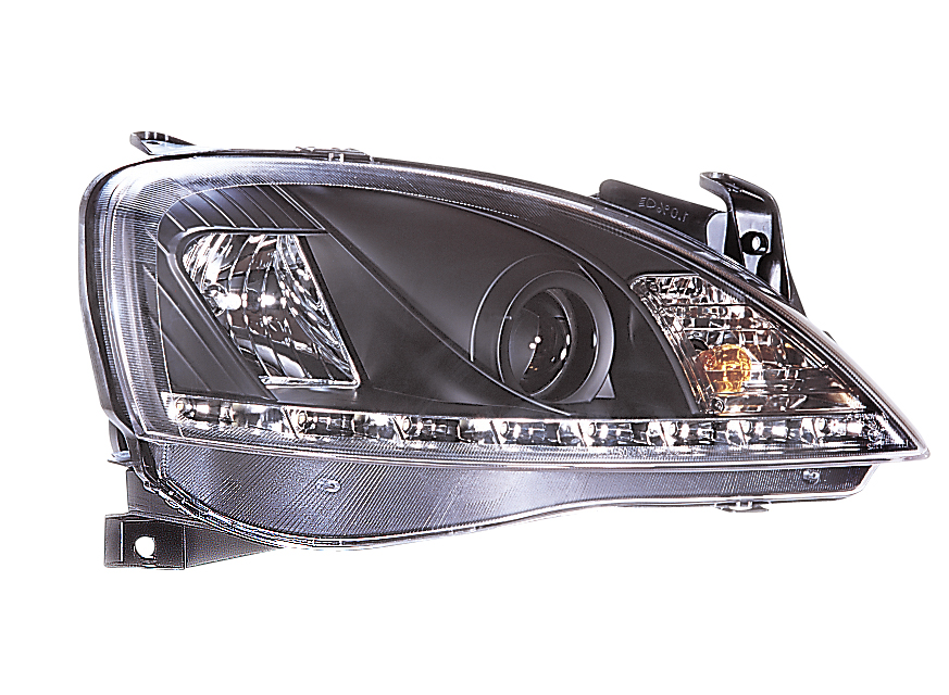 OPEL CORSA C 01-04 STRÅLKASTARE SET DRL SVARTA