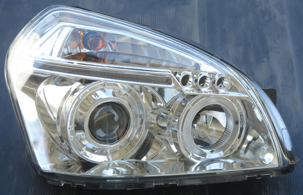 HYUNDAI TUCSON 04+ ANGEL EYE HEADLIGHTS CHROME V1