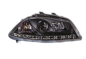 SEAT IBIZA/CORDOBA 6L 02-08 HEADLIGHTS SET DRL BLACK