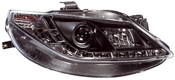 SEAT IBIZA 6J 08-12 HEADLIGHTS SET DRL BLACK