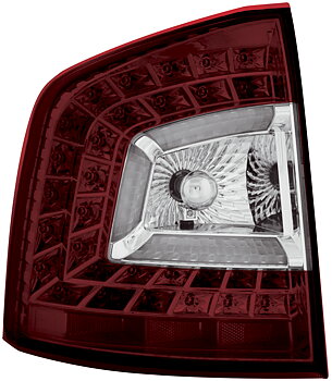 SKODA OCTAVIA KOMBI 04+ LED TAILLIGHTS SET RED/CLEAR