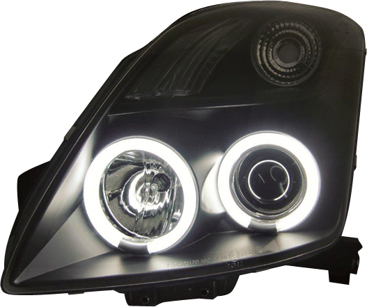 SUZUKI SWIFT 05-11 STRÅLKASTARE SET SVARTA W/ CCFL