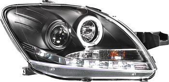 TOYOTA YARIS 09+ HEADLIGHTS SET DRL BLACK