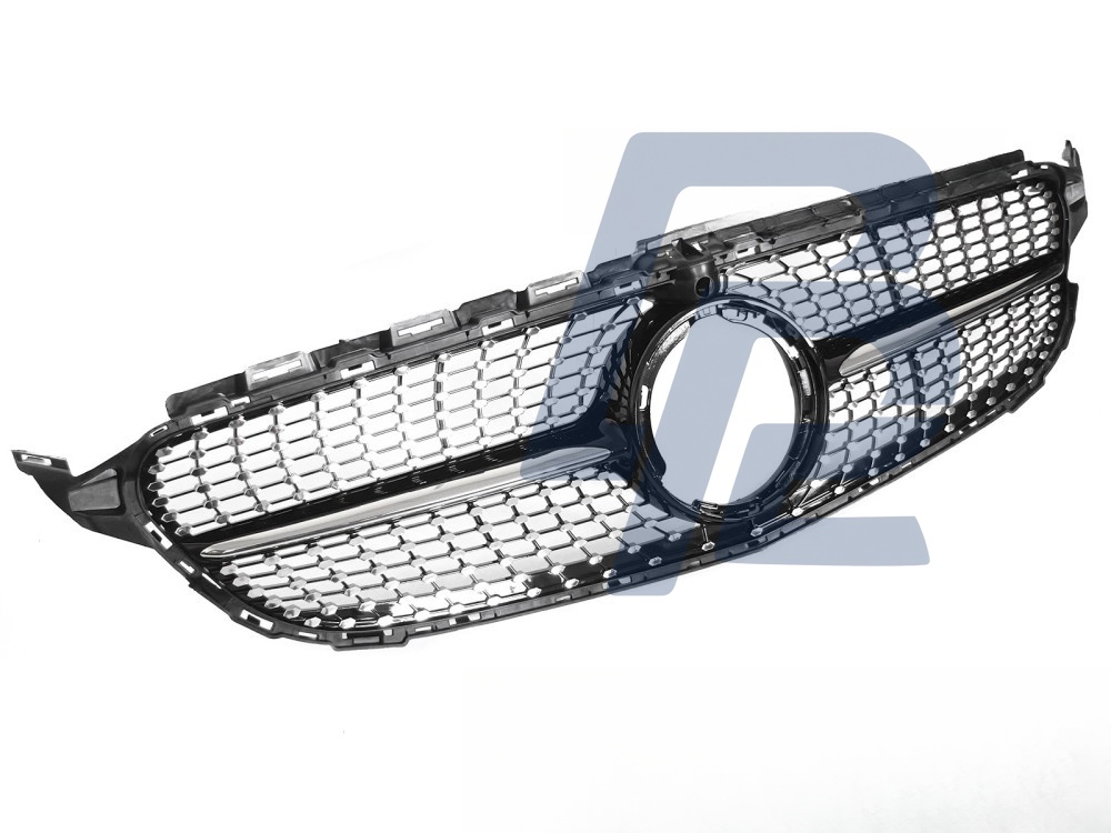 Grille Diamond Black/Chrome with Camera Hole for Mercedes W205 2018–2021 / S205 2018–2021 / C205 2018–2023 / A205 2018–2023 - 4