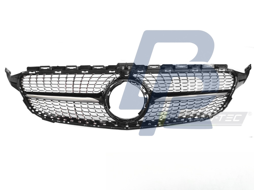 Grille Diamond Black/Chrome with Camera Hole for Mercedes W205 2018–2021 / S205 2018–2021 / C205 2018–2023 / A205 2018–2023 - 5
