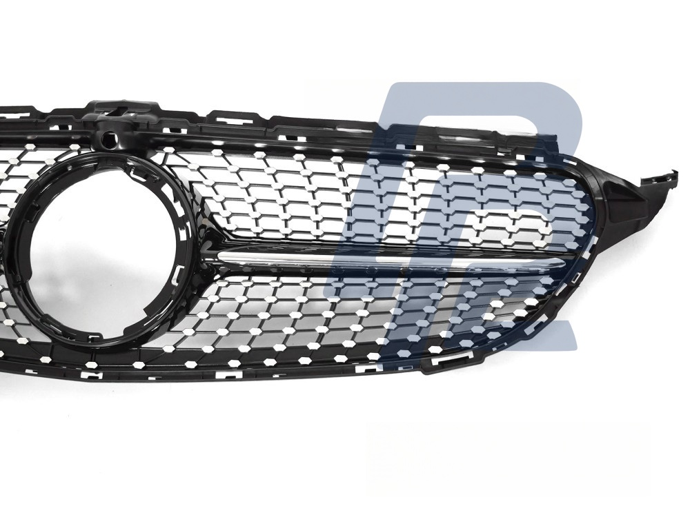 Grille Diamond Black/Chrome with Camera Hole for Mercedes W205 2018–2021 / S205 2018–2021 / C205 2018–2023 / A205 2018–2023 - 2
