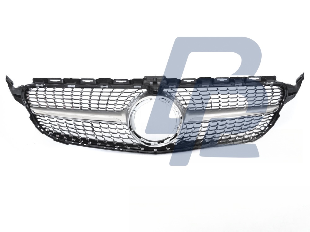 Grille Diamond Silver Chrome with Camera Hole for Mercedes W205 2018–2021 / S205 2018–2021 / C205 2018–2023 / A205 2018–2023 - 4
