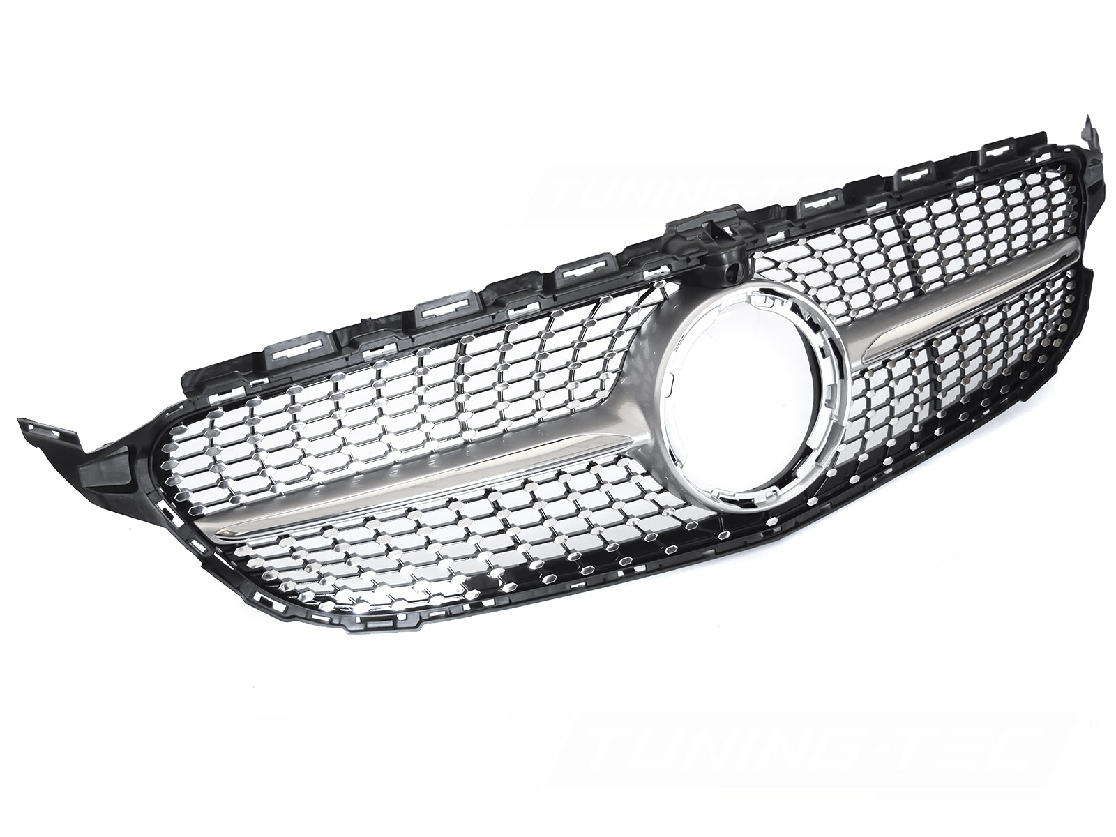 GRILL DIAMOND SILVER KROM WITH CAMERA HOLE TILL MERCEDES W205 2018-2021 / S205 2018-2021 / C205 2018-2023 / A205 2018-2023
