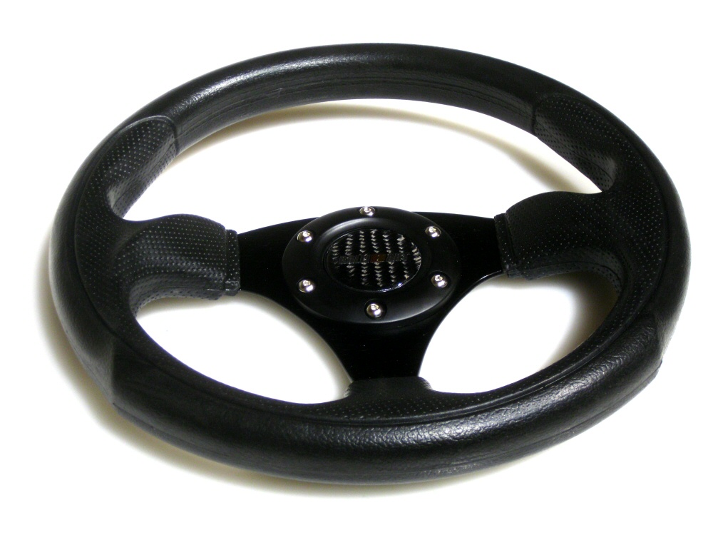 SIX STEERING WHEEL FULL BLACK 29CM INCL RALLIART HORN - 3