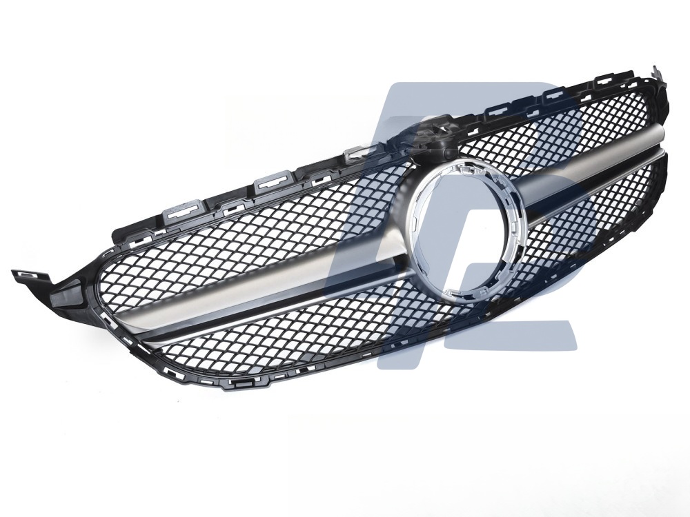 Grille Black Silver with Camera Hole for Mercedes W205 2018–2021 / S205 2018–2021 / C205 2018–2023 / A205 2018–2023 - 2