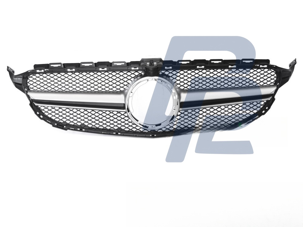 Grille Black Silver with Camera Hole for Mercedes W205 2018–2021 / S205 2018–2021 / C205 2018–2023 / A205 2018–2023 - 6