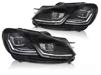 STRÅLKASTARE FULL LED SILVER DRL SEQ TILL VW GOLF 6 2008-2012